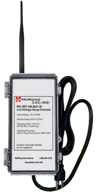 PSC-RET-100-BLE-CB - Line Voltage Range Extender input 120-277 VAC, Max Bluetooth range up to 800ft
